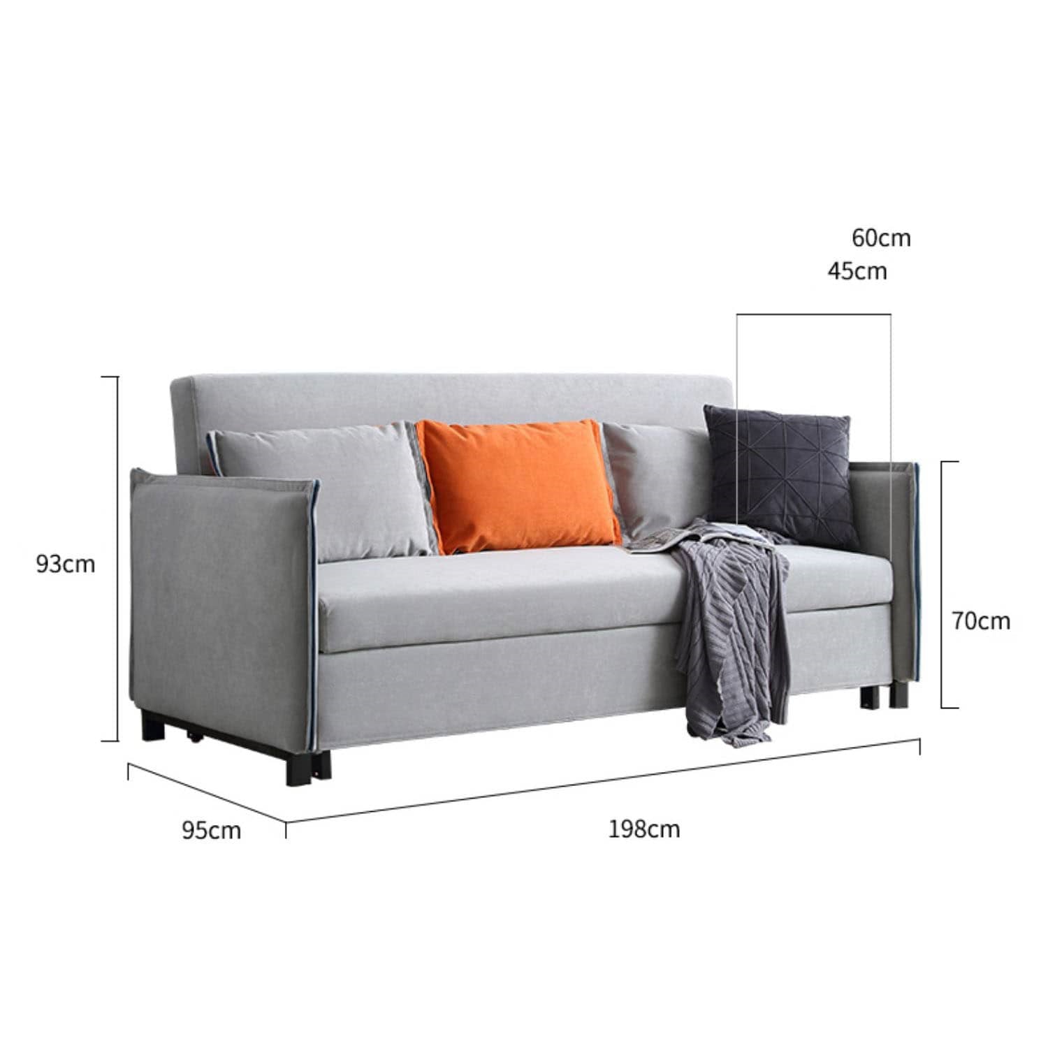 Chic Pull-Out Sofa with Extendable Chaise - Solid Wood Frame & Leathaire Upholstery fwlp-944