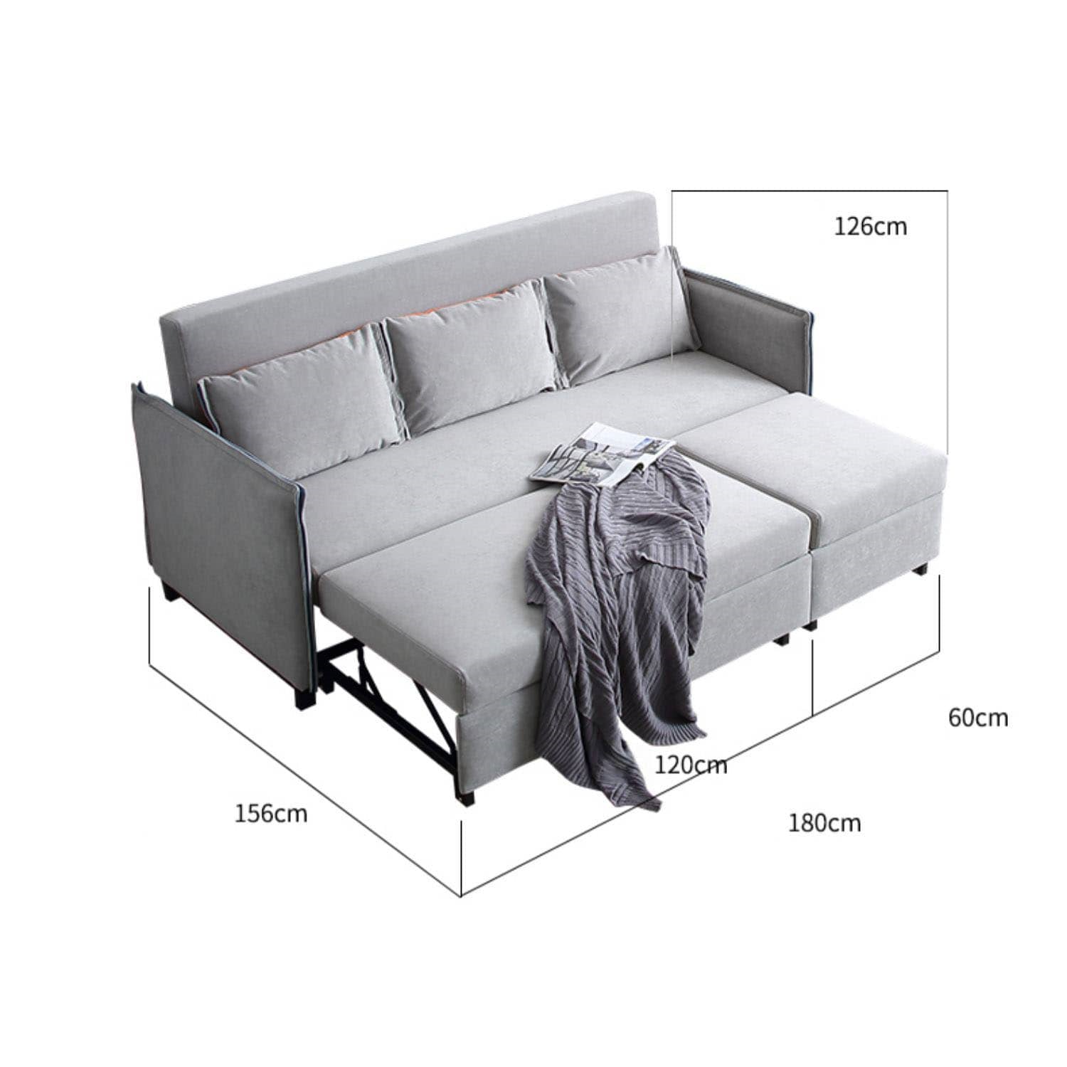 Chic Pull-Out Sofa with Extendable Chaise - Solid Wood Frame & Leathaire Upholstery fwlp-944