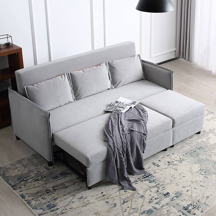 Chic Pull-Out Sofa with Extendable Chaise - Solid Wood Frame & Leathaire Upholstery fwlp-944