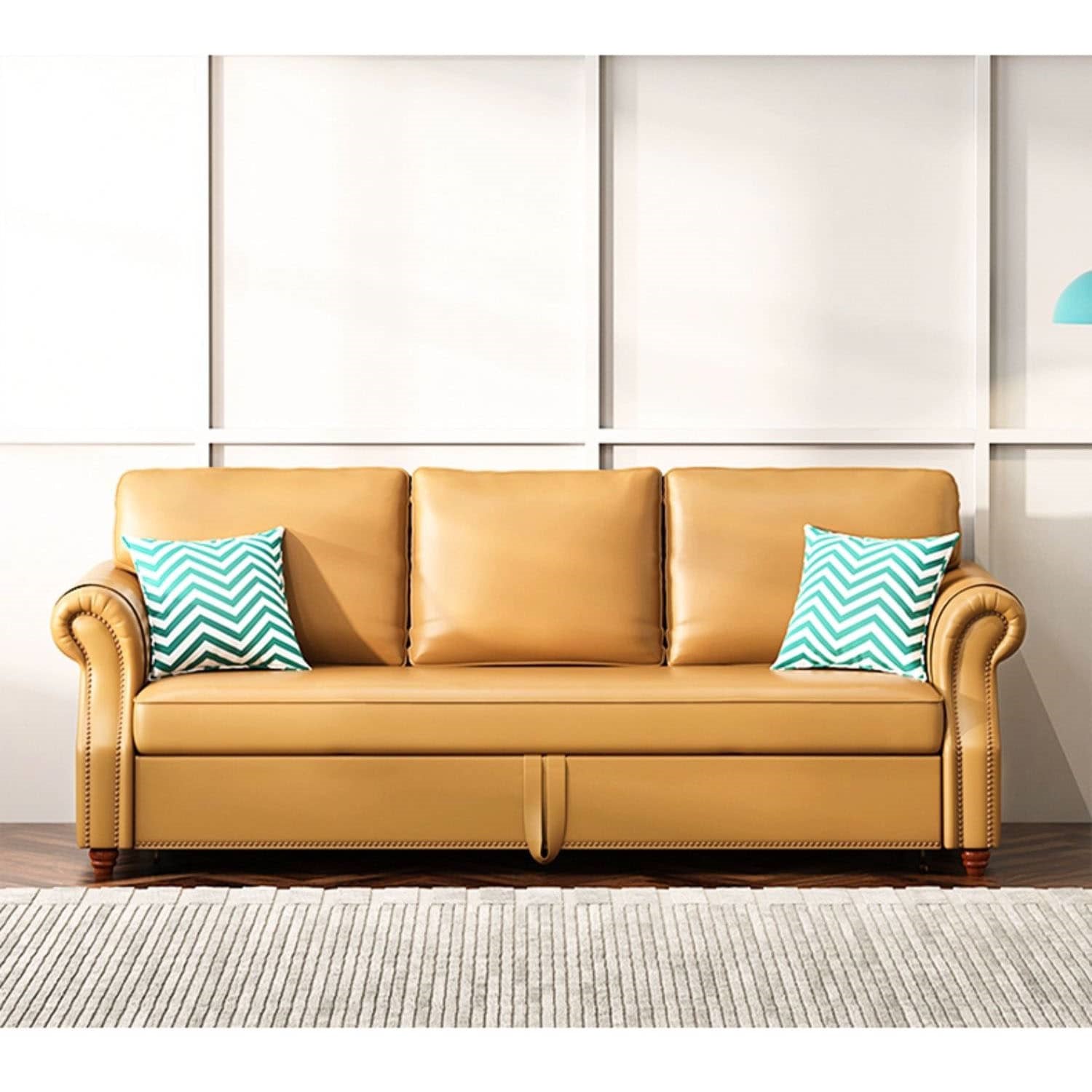 Stylish Yellow Faux Leather Sofa with Solid Wood Frame - Modern & Durable fwlp-945