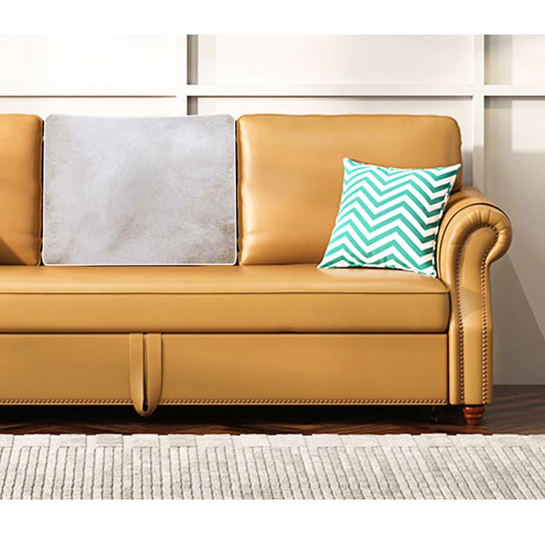 Stylish Yellow Faux Leather Sofa with Solid Wood Frame - Modern & Durable fwlp-945