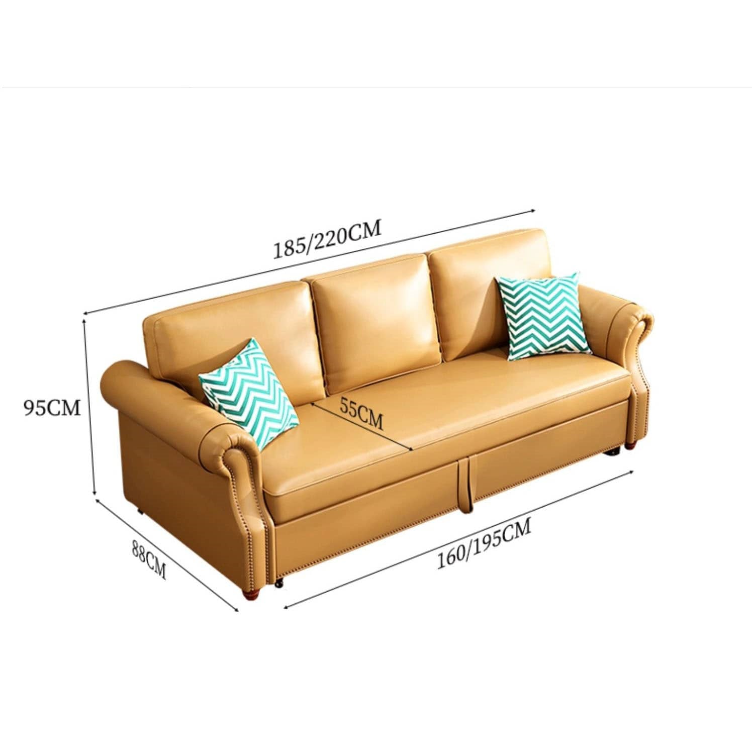 Stylish Yellow Faux Leather Sofa with Solid Wood Frame - Modern & Durable fwlp-945