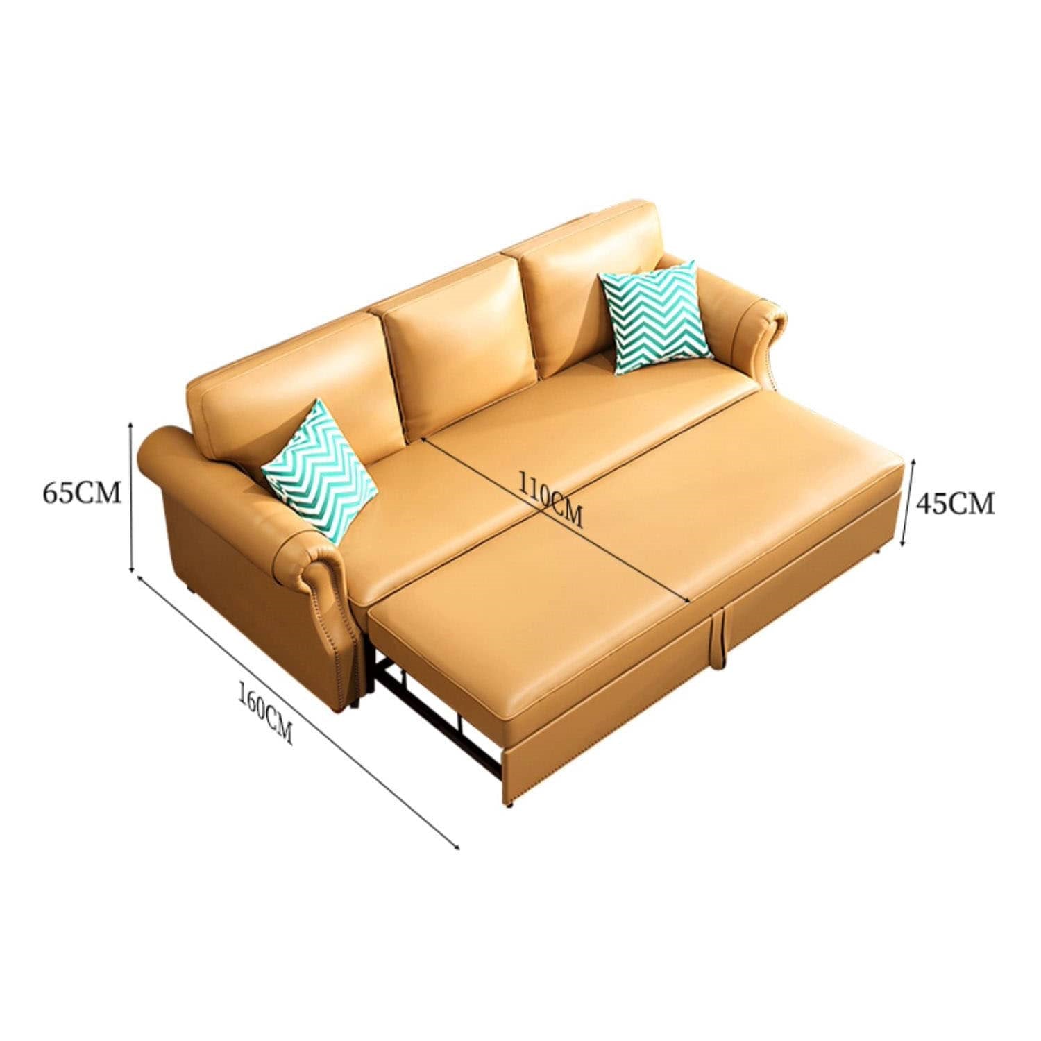 Stylish Yellow Faux Leather Sofa with Solid Wood Frame - Modern & Durable fwlp-945