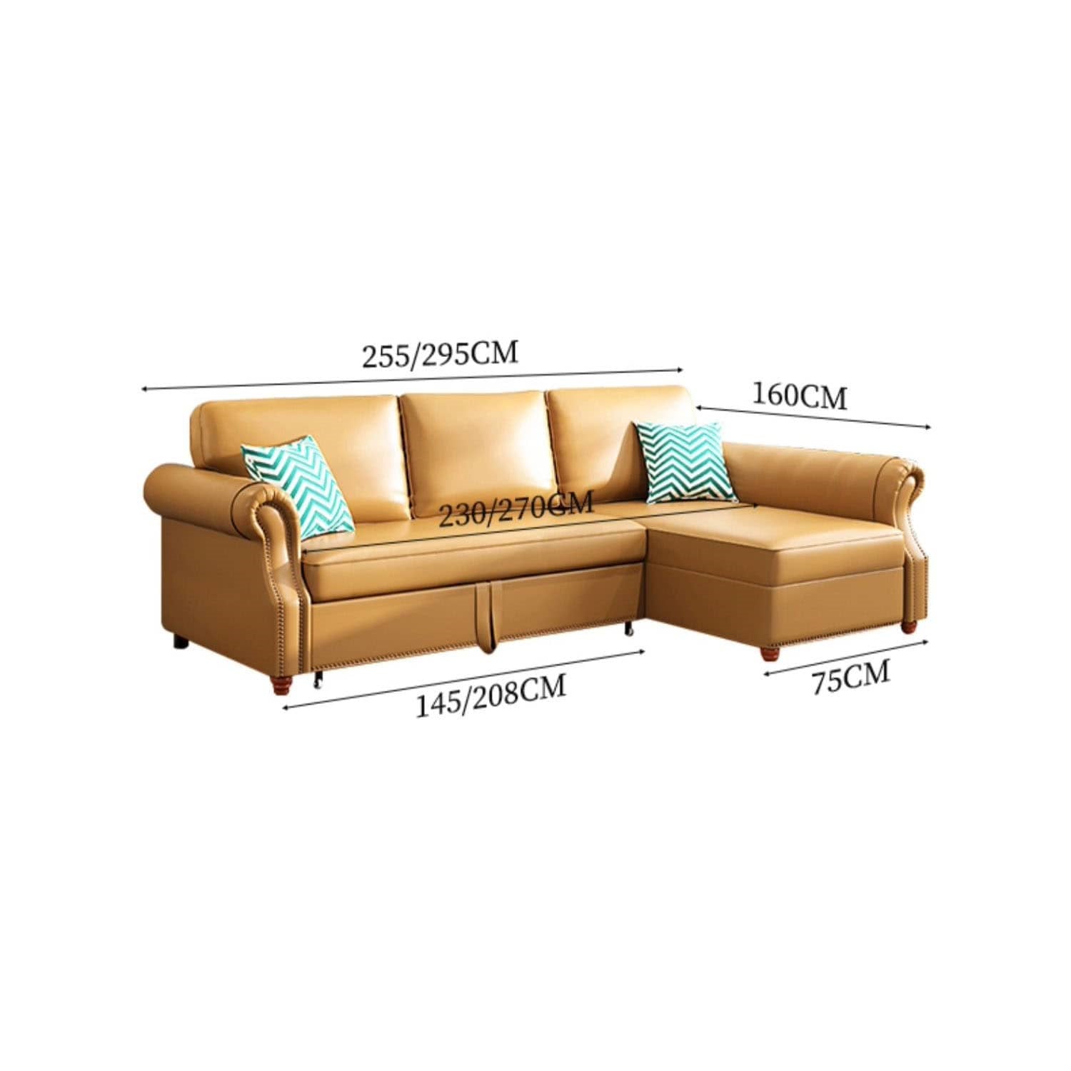 Stylish Yellow Faux Leather Sofa with Solid Wood Frame - Modern & Durable fwlp-945