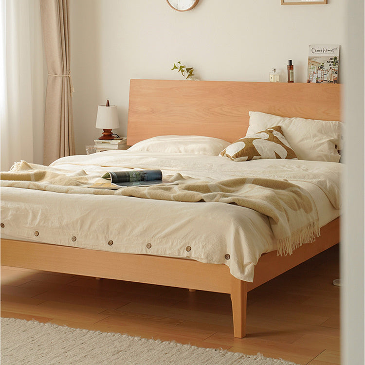 Modern Cal King Beech Wood Bed Frame in Natural Wood Color – Durable & Stylish Design for Bedroom fxgmz-581