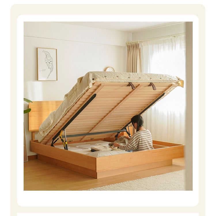 Functional California King Size Beech Wood Bed Frame with Lift Bed Board for Storage Queen Size Bed for Bedroom fxgmz-582