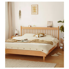 Modern Beech Wood Bed Frame With Sturdy Metal Support - Minimalistic Cal King Size for Bedroom fxgmz-583