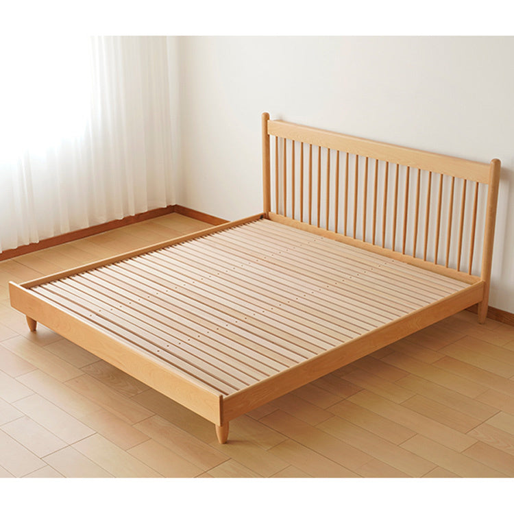 Modern Beech Wood Bed Frame With Sturdy Metal Support - Minimalistic Cal King Size for Bedroom fxgmz-583