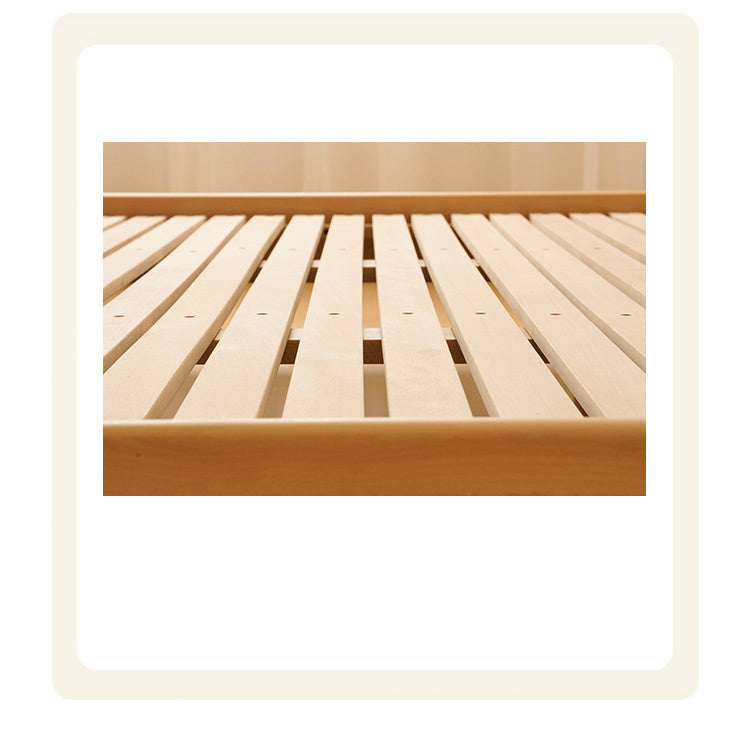 Modern Beech Wood Bed Frame With Sturdy Metal Support - Minimalistic Cal King Size for Bedroom fxgmz-583