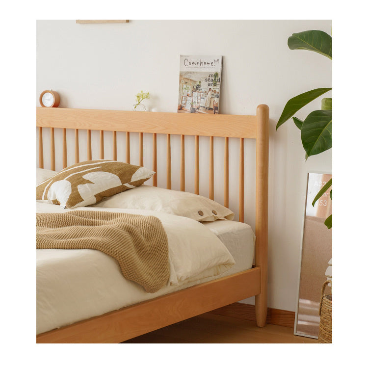 Modern Beech Wood Bed Frame With Sturdy Metal Support - Minimalistic Cal King Size for Bedroom fxgmz-583