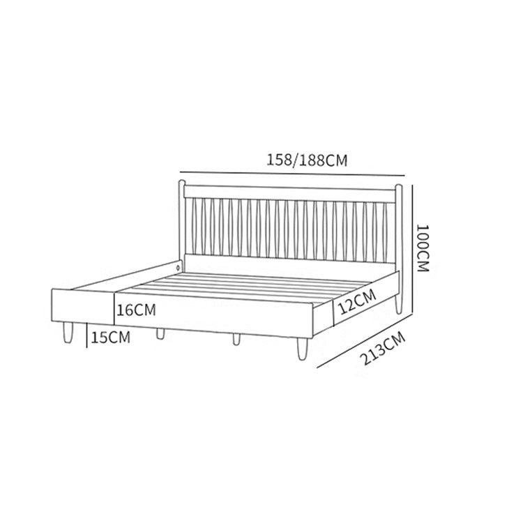 Modern Beech Wood Bed Frame With Sturdy Metal Support - Minimalistic Cal King Size for Bedroom fxgmz-583