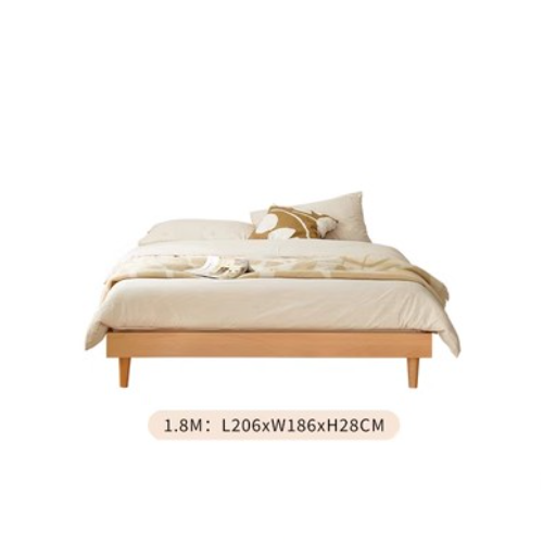 Stunning Beech Wood Metal Platform Bed - Natural Warm Tones for Stylish Bedrooms fxgmz-585