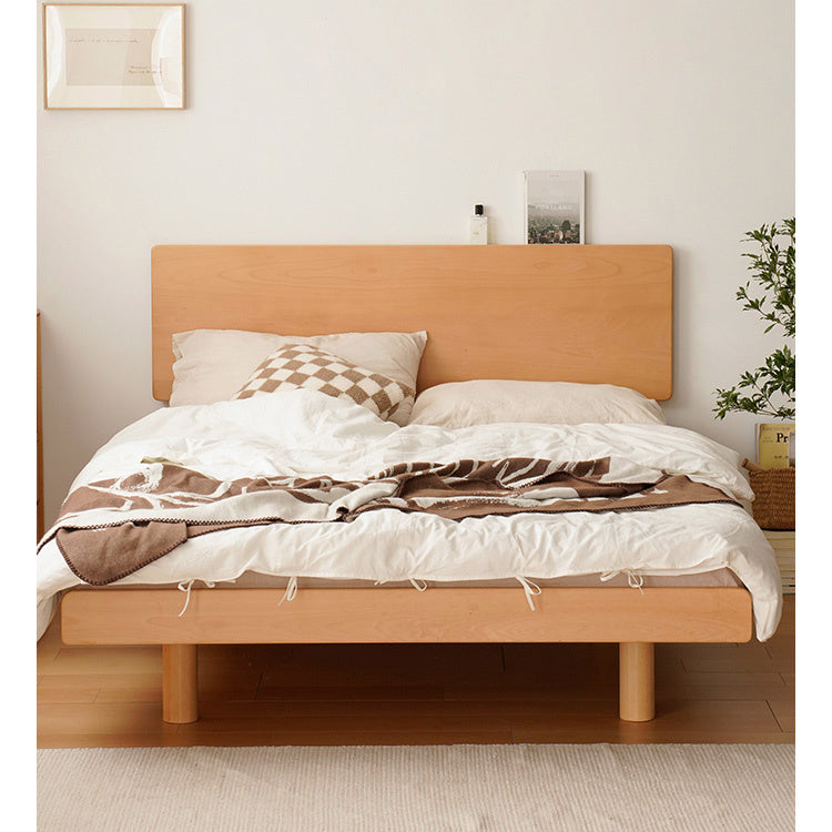 Sleek Beech Wood Bed Frame with Modern Metal Accents for a Stylish Bedroom fxgmz-587