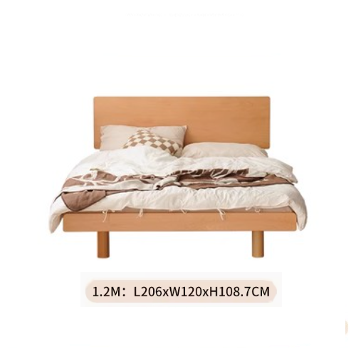 Sleek Beech Wood Bed Frame with Modern Metal Accents for a Stylish Bedroom fxgmz-587