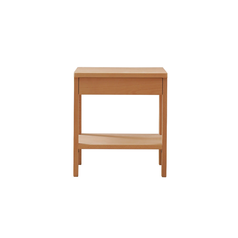 Sleek Beech Wood Nightstand - Durable Multi-Layer Board in Natural Finish fxgmz-590