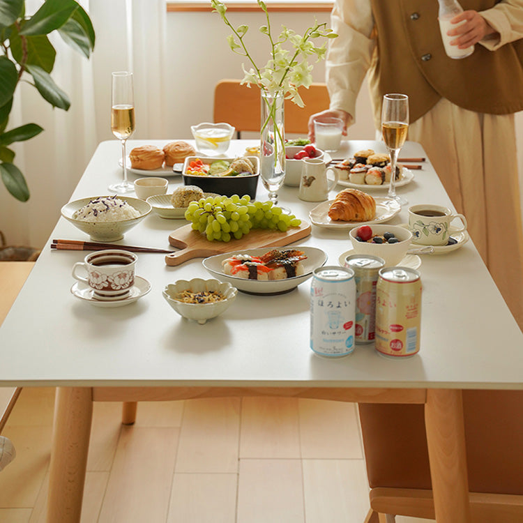 Rectangular Dining Table with Sintered Stone Top & Beech Wood Frame for 6-8 Seater fxgmz-598