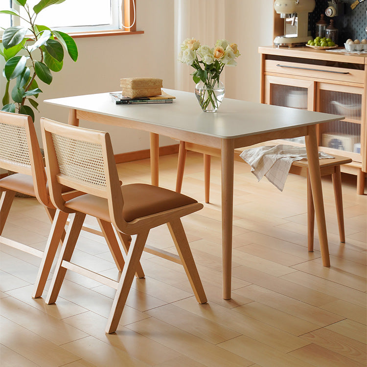 Rectangular Dining Table with Sintered Stone Top & Beech Wood Frame for 6-8 Seater fxgmz-598