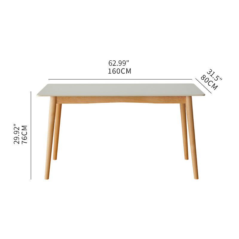 Rectangular Dining Table with Sintered Stone Top & Beech Wood Frame for 6-8 Seater fxgmz-598