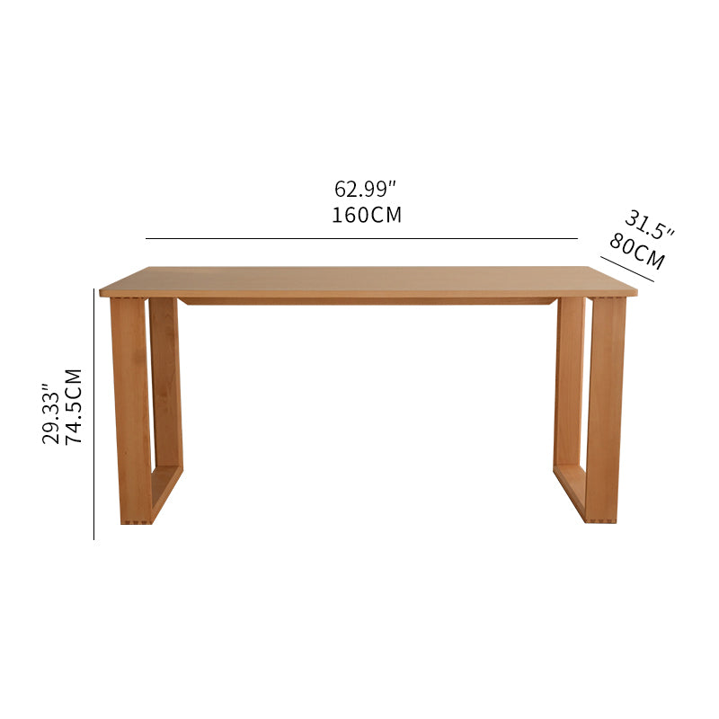 Modern Rectangular Beech Wood Dining Table Double Pedestals for 6 People fxgmz-600