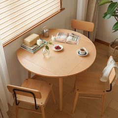 Modern Beech Wood Round Dining Table with Folding Top for 6 fxgmz-602