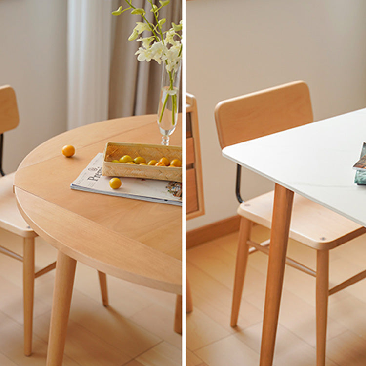 Modern Beech Wood Round Dining Table with Folding Top for 6 fxgmz-602