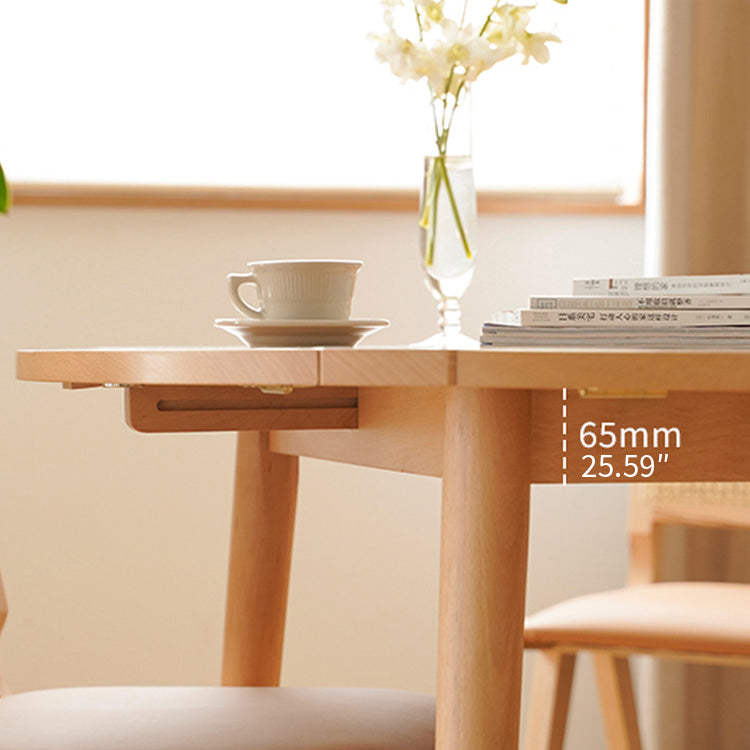 Modern Beech Wood Round Dining Table with Folding Top for 6 fxgmz-602