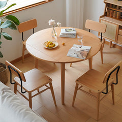 Modern Beech Wood Round Dining Table with Folding Top for 6 fxgmz-602