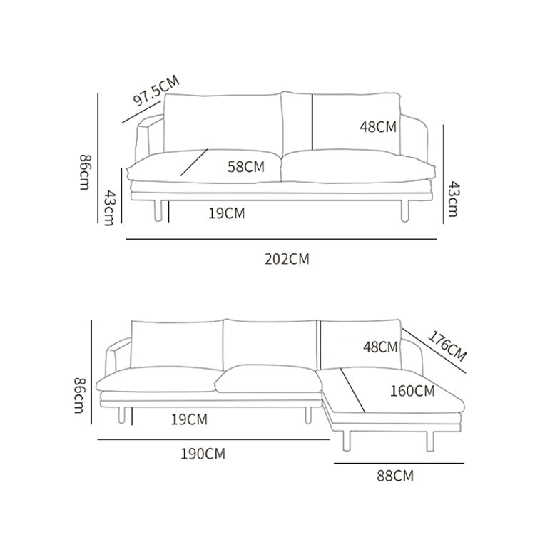 Luxurious Goose Down Corduroy Sofa in Off White with Oak Wood and Color Options fxgmz-604