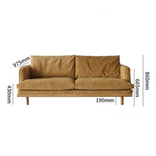 Luxurious Goose Down Corduroy Sofa in Off White with Oak Wood and Color Options fxgmz-604