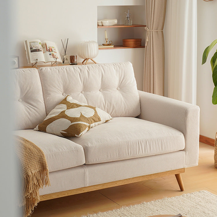 Luxurious Off White Corduroy Sofa with Oak Wood Frame and Goose Down Fill fxgmz-605