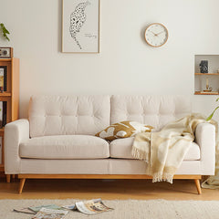 Luxurious Off White Corduroy Sofa with Oak Wood Frame and Goose Down Fill fxgmz-605