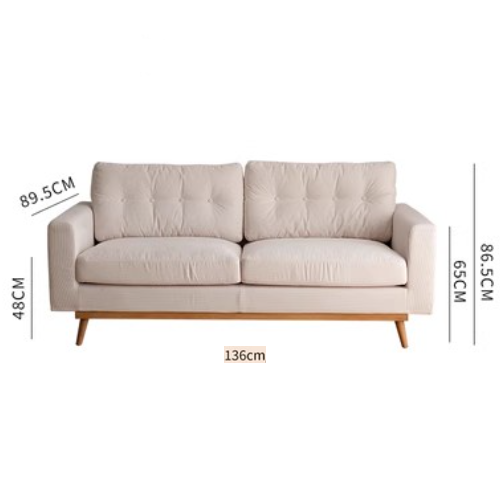 Luxurious Off White Corduroy Sofa with Oak Wood Frame and Goose Down Fill fxgmz-605