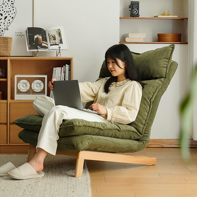 Stylish Green Corduroy Chair with Beech Wood Frame and Silicon Padding fxgmz-607