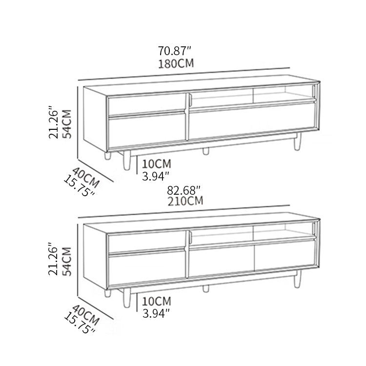 Stylish Beech Wood TV Cabinet with Metal & Glass Shelving fxgmz-613