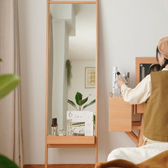 Elegant Beech Wood Multi-Layer Mirror with Clear Glass - Natural Finish fxgmz-615