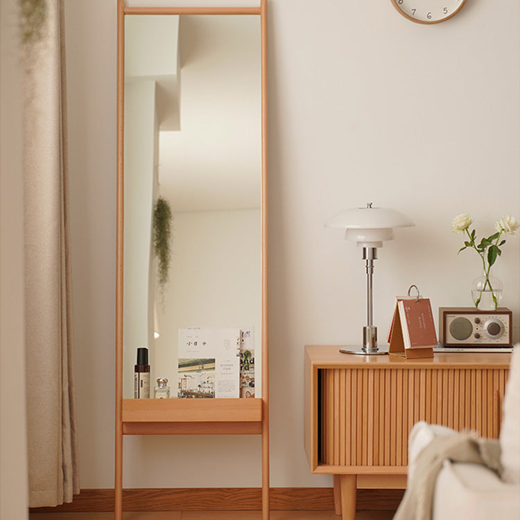 Elegant Beech Wood Multi-Layer Mirror with Clear Glass - Natural Finish fxgmz-615