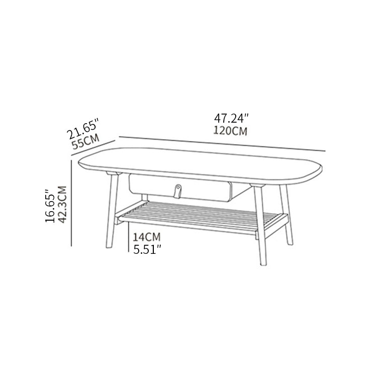 Modern Rectangular Wooden Coffee Table with Two-Tier & Drawer for Storage - Perfect Decor fxgmz-619