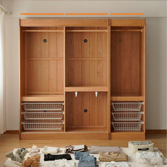 Elegant Natural Cherry and Beech Wood Wardrobe – Exquisite Wooden Home Furniture fxgmz-621