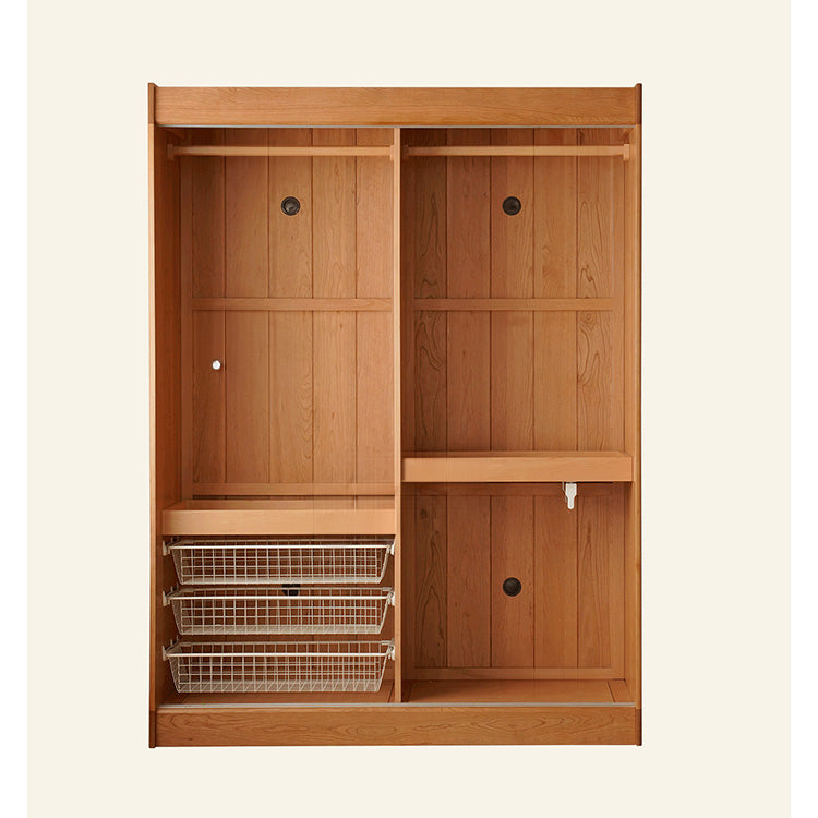 Elegant Natural Cherry and Beech Wood Wardrobe – Exquisite Wooden Home Furniture fxgmz-621