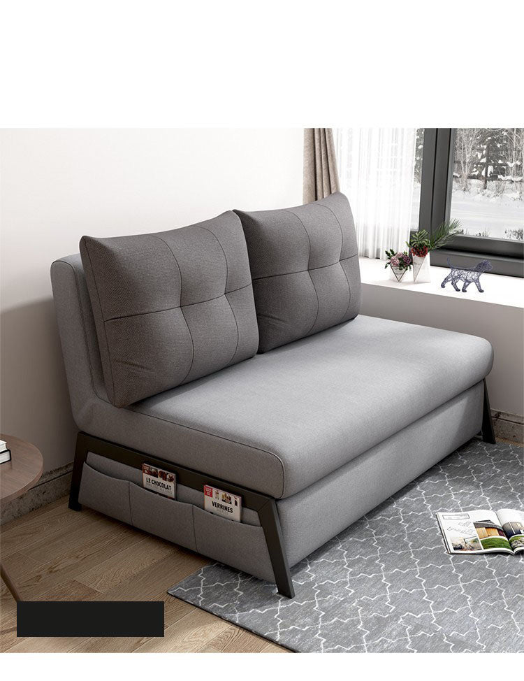 Stylish Multi-Color Techno Fabric Sofa Bed with Wood Accents – Light Gray, Yellow, Pink, and Light Green fxgz-271