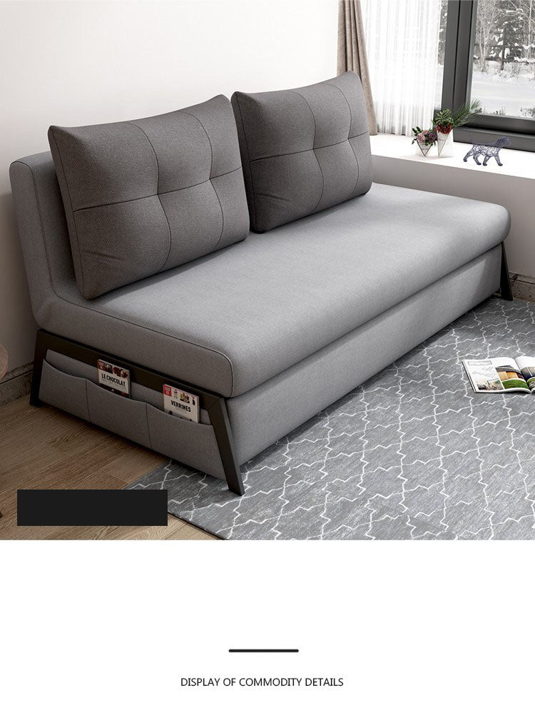 Stylish Multi-Color Techno Fabric Sofa Bed with Wood Accents – Light Gray, Yellow, Pink, and Light Green fxgz-271