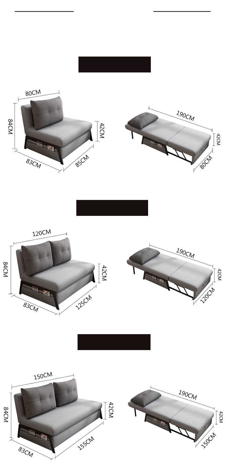 Stylish Multi-Color Techno Fabric Sofa Bed with Wood Accents – Light Gray, Yellow, Pink, and Light Green fxgz-271