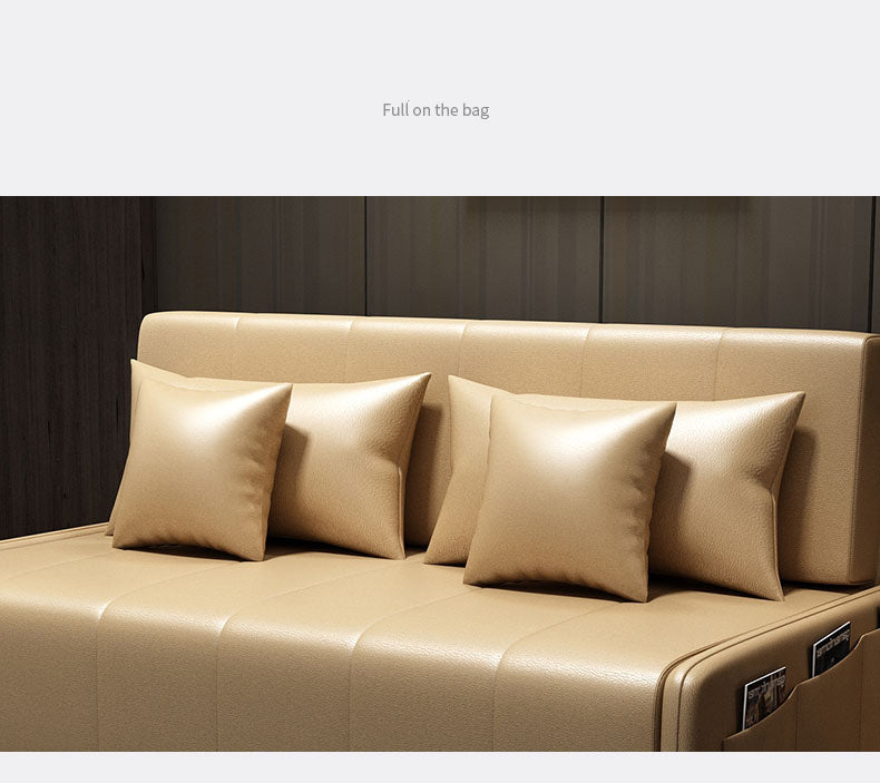 Stylish Multi-Function Sofa Bed - Yellow, Black, Gray, Brown Wood - Comfortable PU Leather fxgz-275