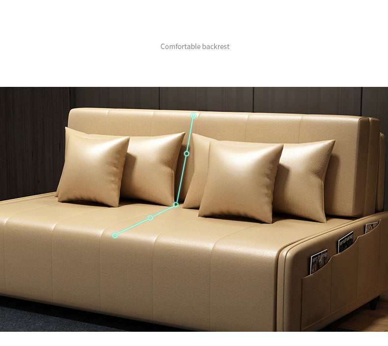 Stylish Multi-Function Sofa Bed - Yellow, Black, Gray, Brown Wood - Comfortable PU Leather fxgz-275