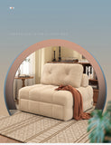 Modern Convertible Sofa Bed in Off-White with Wooden Frame and Cotton-Ramie Upholstery - Available in Black, Gray, and Yellow fxgz-276