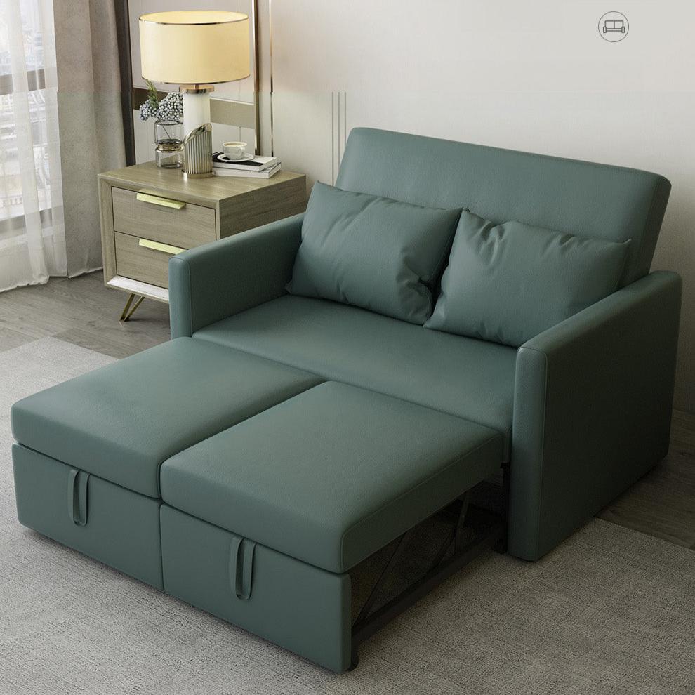 Stylish Techno Fabric Sofa Bed - Off White, Gray, Green, Blue with Dark Wood Finish fxgz-277