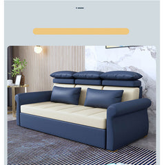 Modern Techno Fabric Sofa Bed in Blue, Green, Dark Gray, and Light Wood Finish fxgz-290