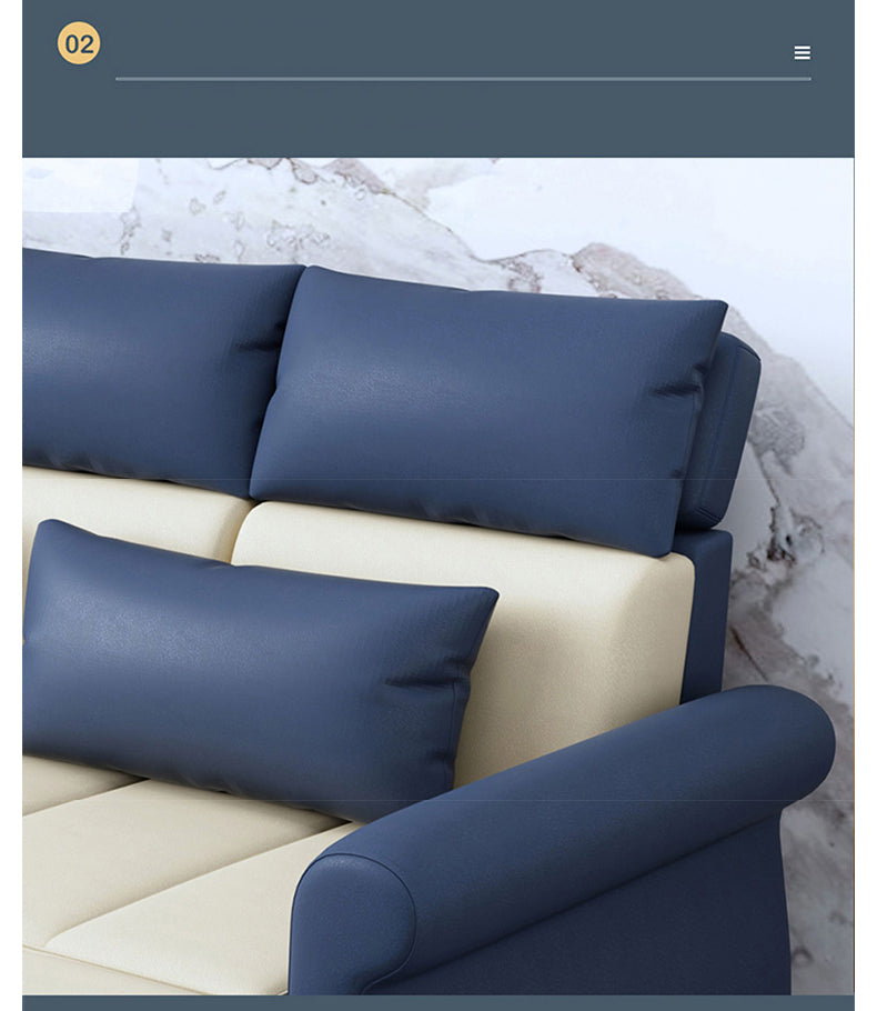 Modern Techno Fabric Sofa Bed in Blue, Green, Dark Gray, and Light Wood Finish fxgz-290