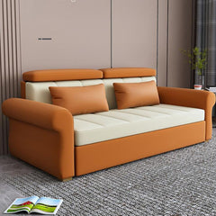 Stylish Multi-Color Techno Fabric Sofa Bed - Orange, Brown, Blue, Green, Black & Gray with Wood Accents fxgz-291