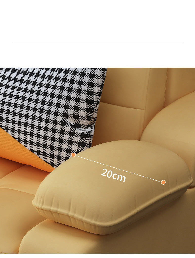 Stylish Multi-Color Sofa Bed: Yellow, Orange, Dark Gray & Off White with Brown Wood Techno Fabric fxgz-292